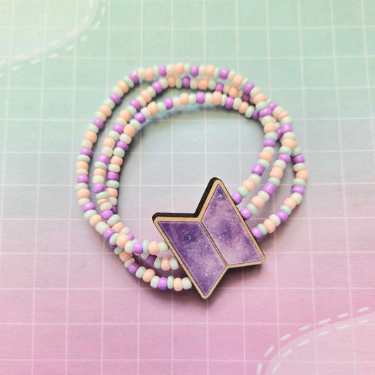 Handmade Eco Friendly Wood and Beaded Bracelet - BTS Triple Strand