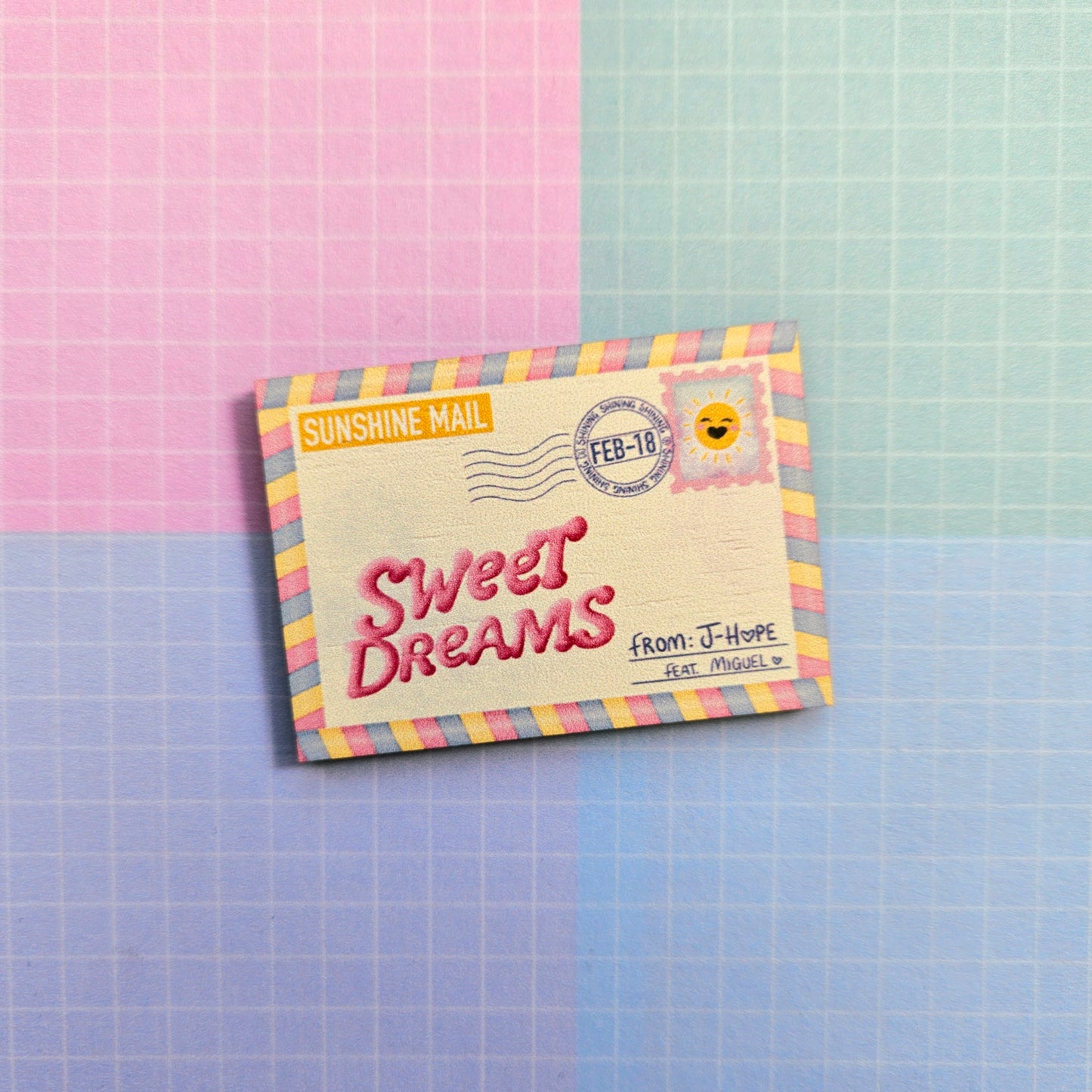 Eco Friendly Wooden 2 Inch Pin - Sweet Dreams Letter JHope Hobi