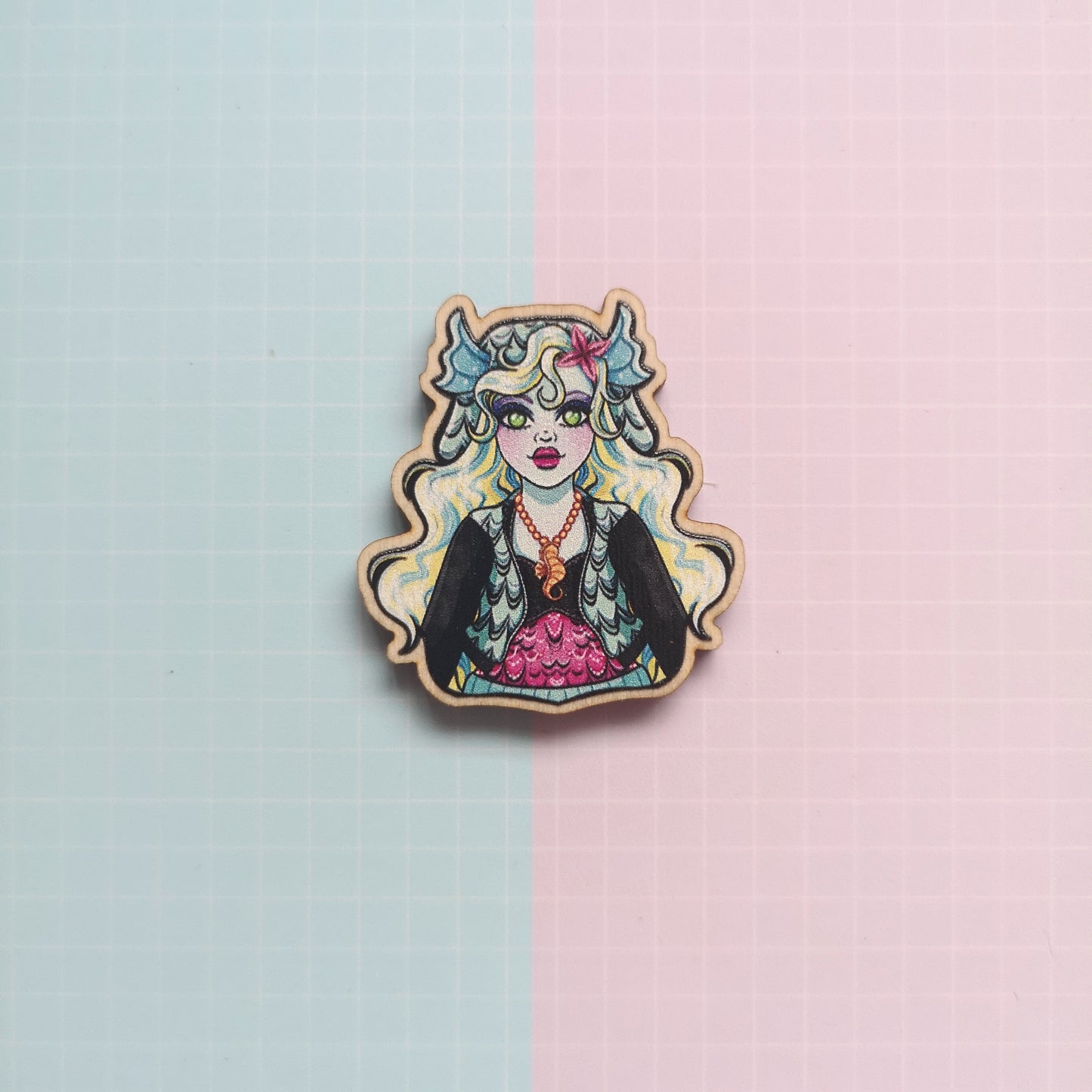 Eco Friendly Wooden 1.5 Inch Pin - Monster High Ghouls