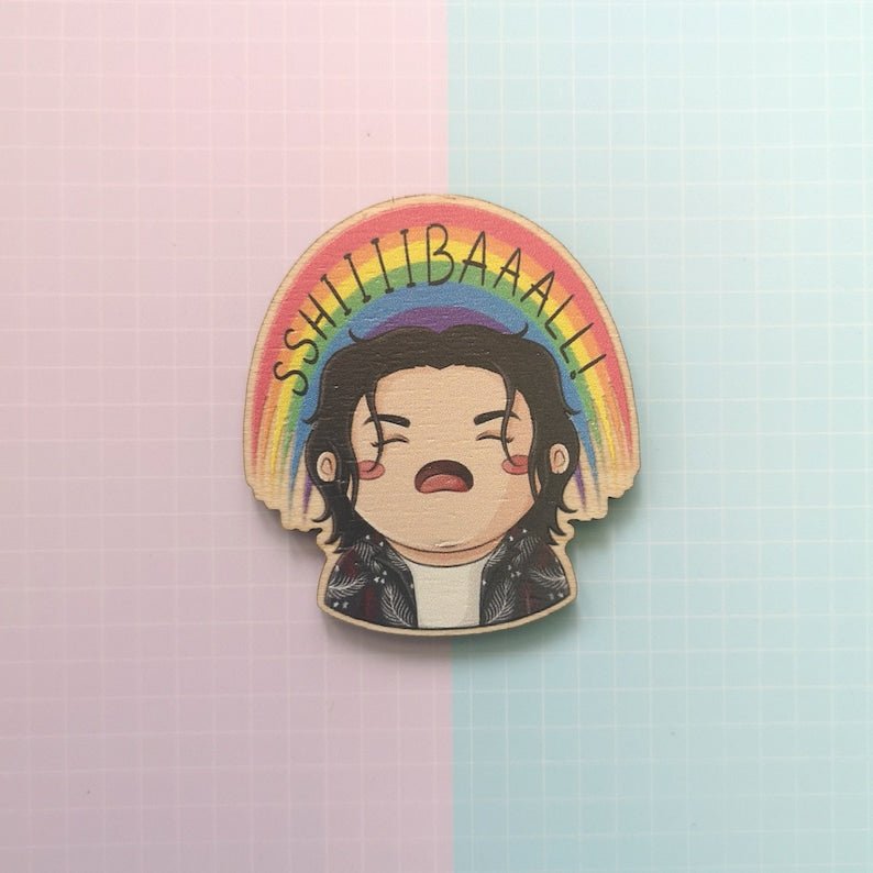 Eco Friendly Wooden 2 Inch Pin - Shibal Chibi D-Day Tour Agust D Suga Yoongi