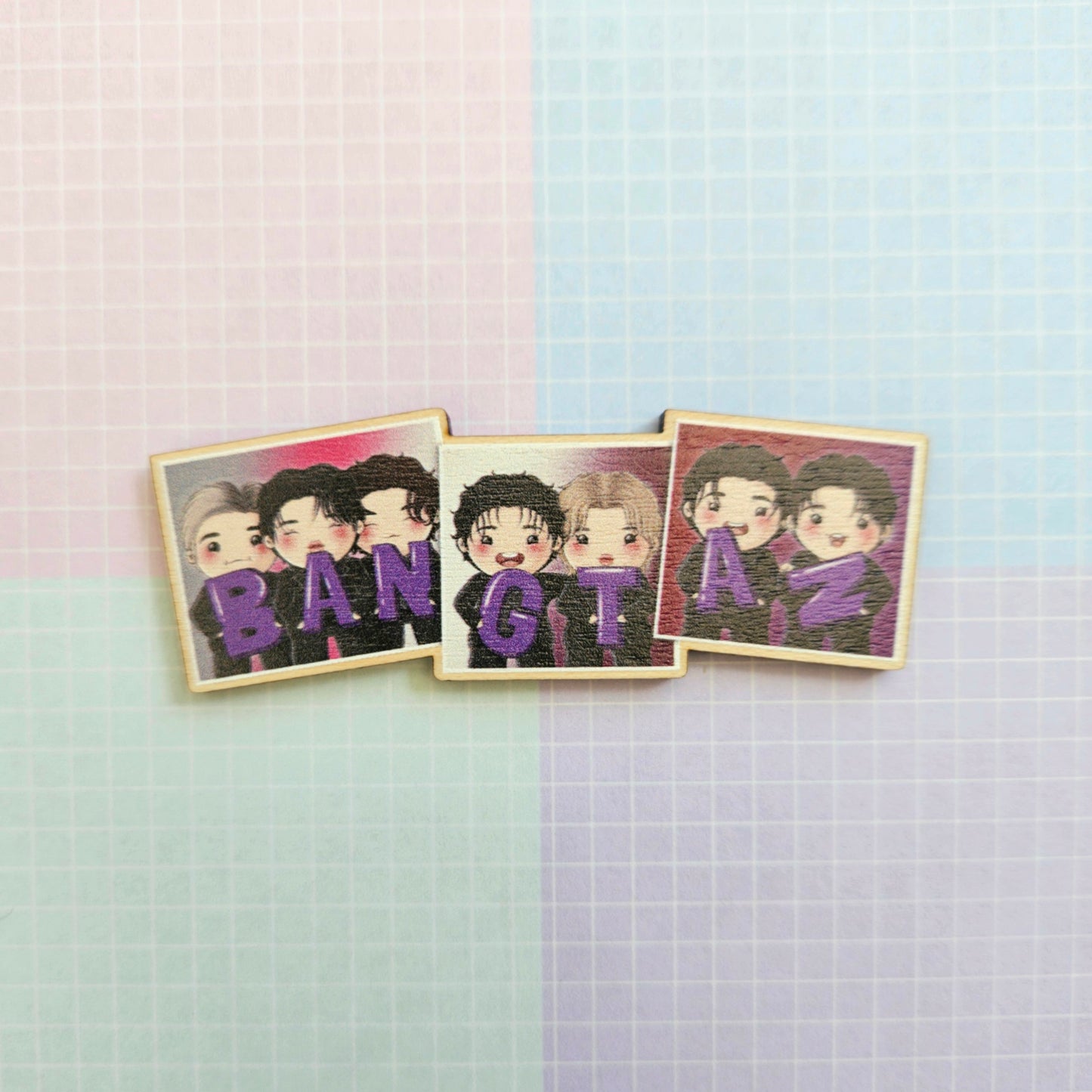 Eco Friendly Wooden 3 Inch Pin - Bangtan Polaroids