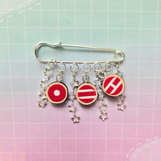 Eco Friendly Wooden Charm Safety Pin Brooch - Arirang