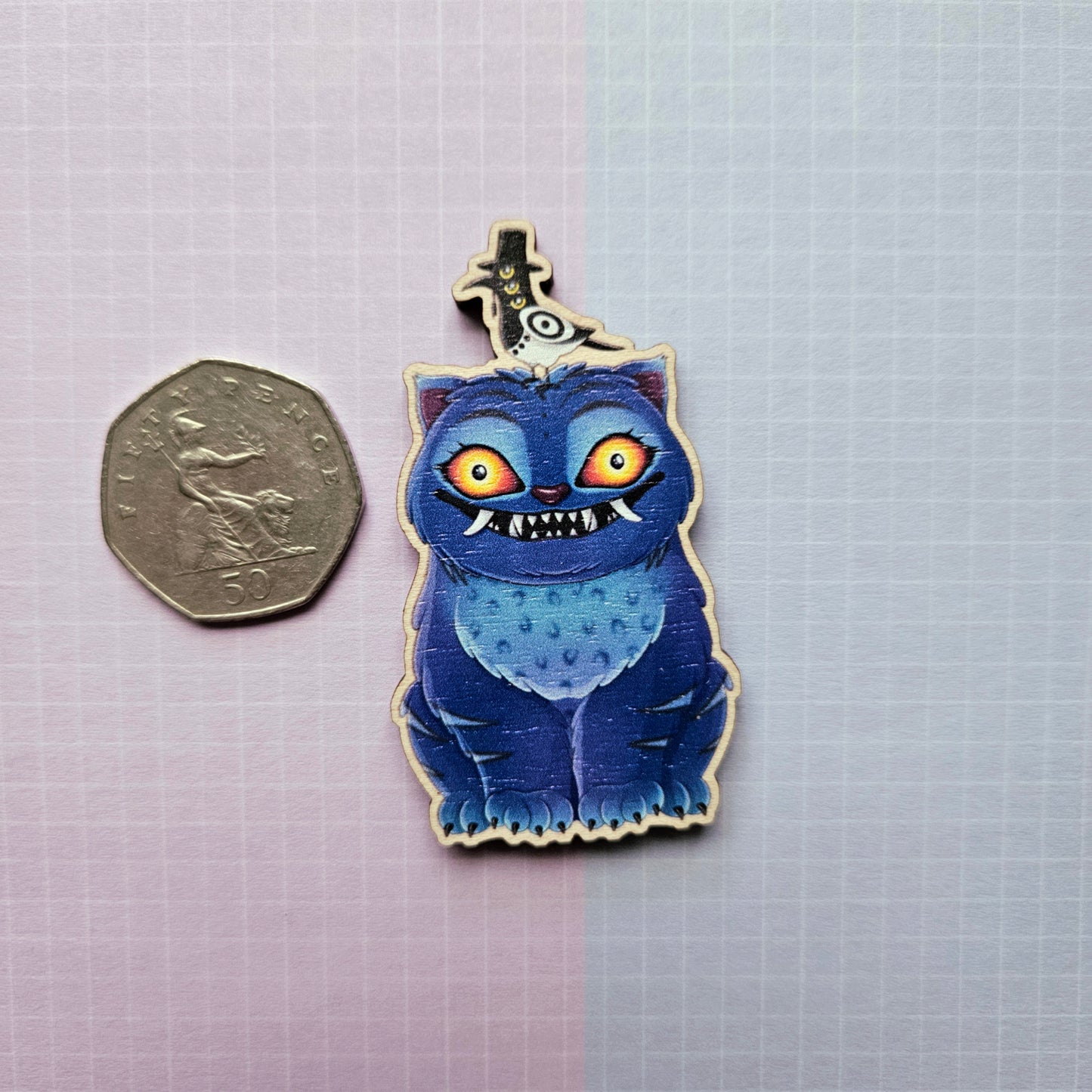 KPDH Eco Friendly Wooden 2.5 Inch Pin - Tiger and Magpie