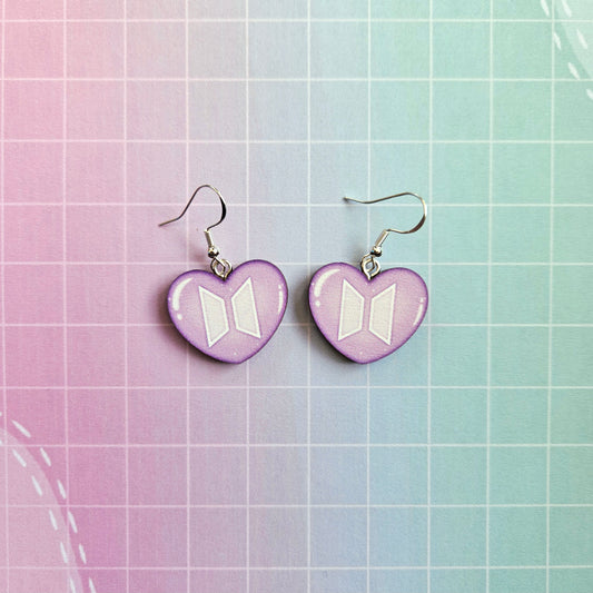 Eco Friendly 1 Inch Wooden Dangle Earrings - Bora Heart