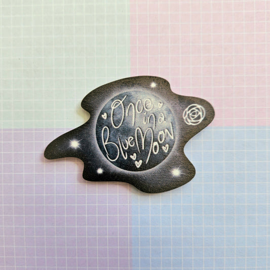 Eco Friendly Wooden 2 Inch Pin - Blue Moon