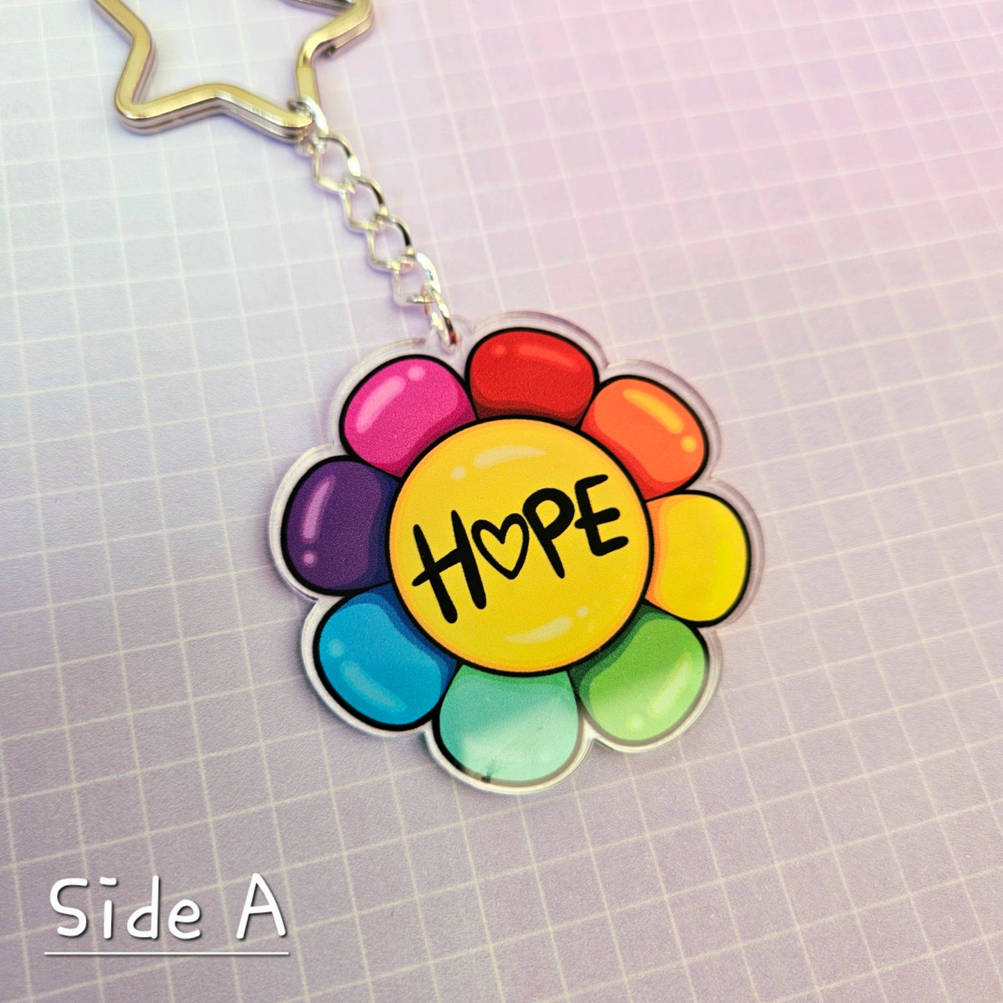 Eco Friendly Acrylic Double Sided 2 Inch Keychain - Hope Flower