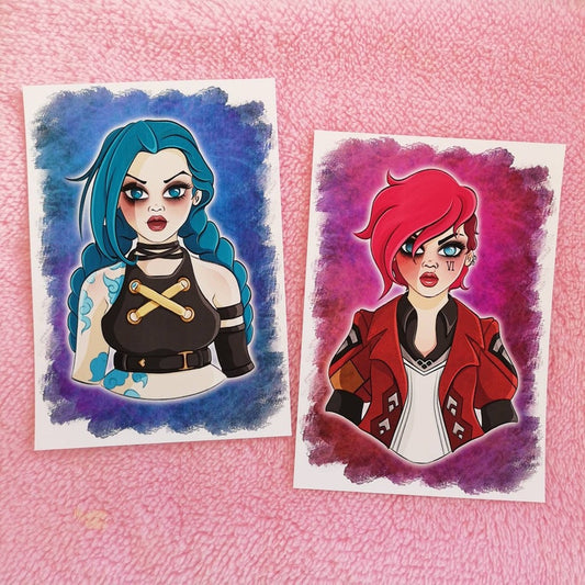 A5 Matte or Luster Heavyweight Paper Print - Jinx, Vi and Caitlyn