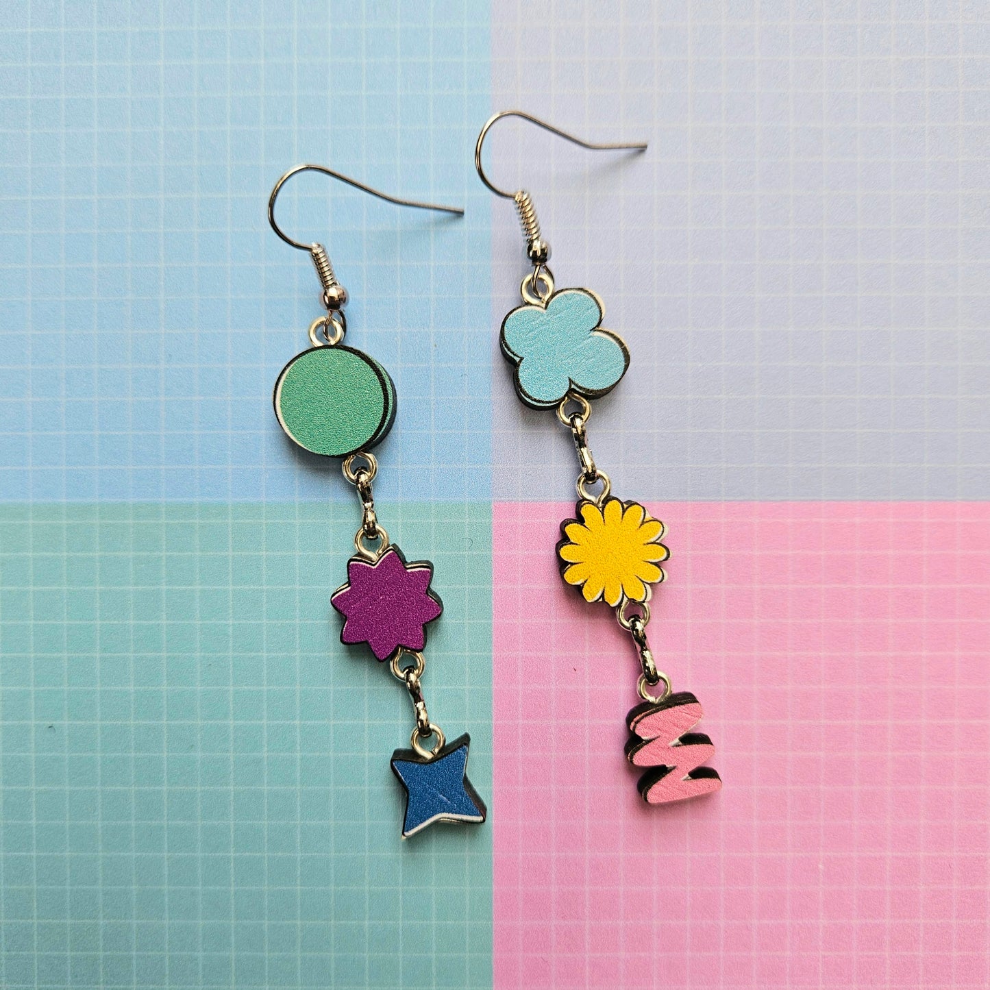 Eco Friendly Wooden Handmade Jewellery Necklace Earrings Bracelet - BTS OT7 PTD Confetti