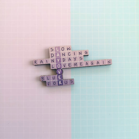 Eco Friendly Wooden 2 Inch Pin - LayoVer Crossword V Taehyung