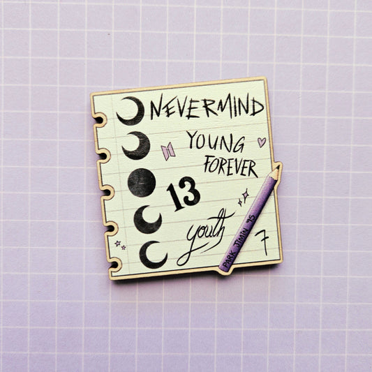 Eco Friendly Wooden 2 Inch Pin - Tattoo Notepad Jimin