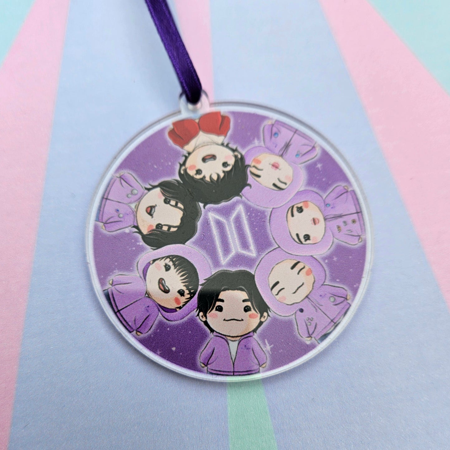 Eco Friendly Acrylic Double Sided 2 Inch Christmas Tree Decoration - BTS OT7 Busan Concert