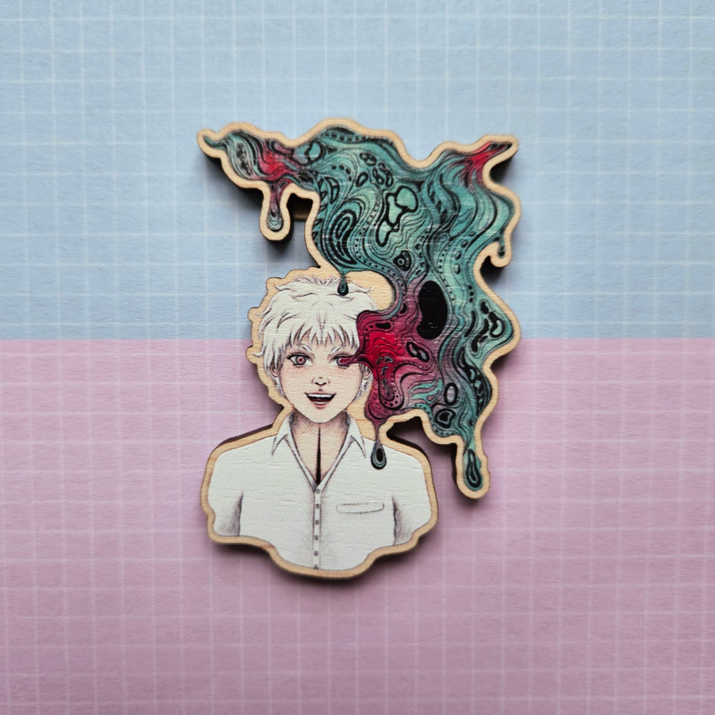Eco Friendly Wooden 2.5 Inch Pin - Yoshiki and Hikaru