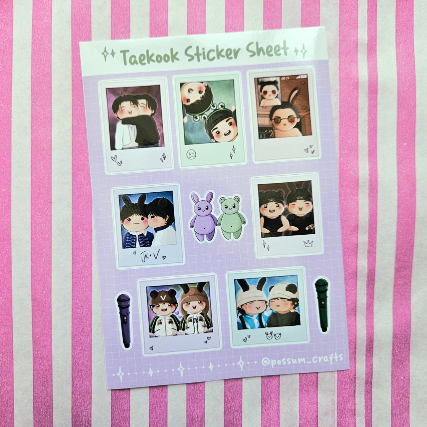A6 Glossy Sticker Sheet - Taekook Polaroids
