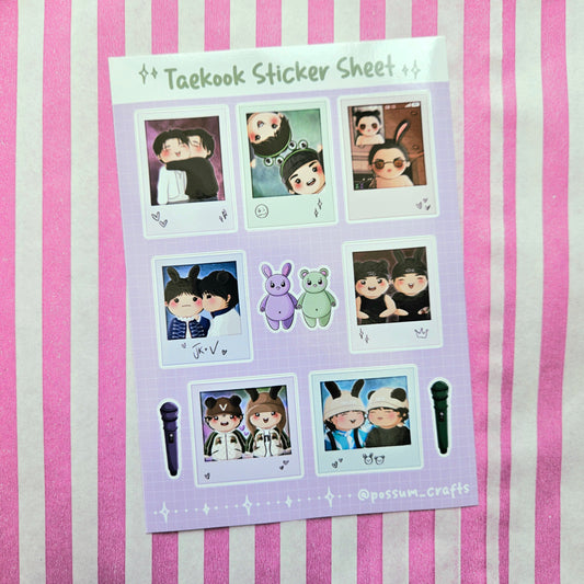 A6 Glossy Sticker Sheet - Taekook Polaroids