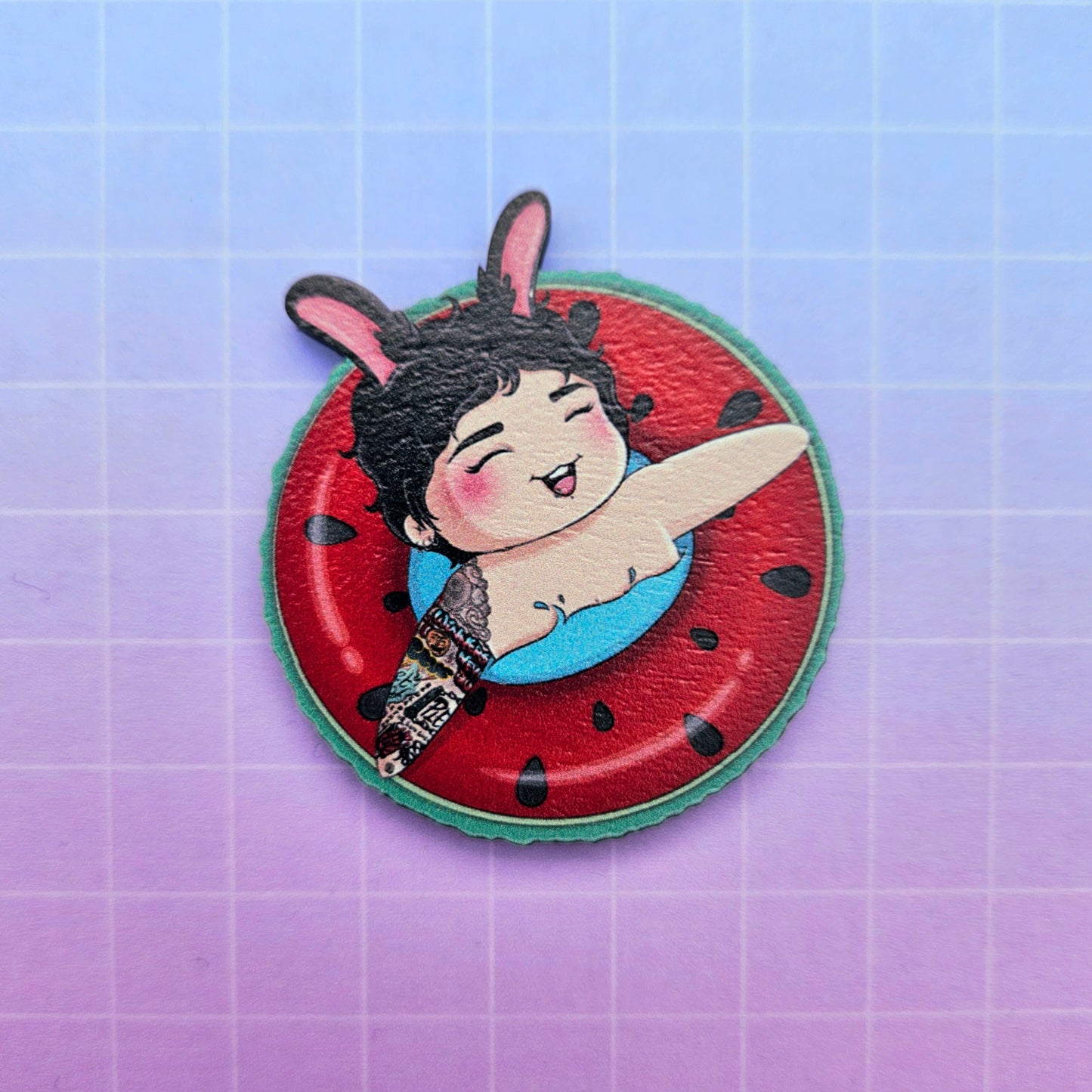 Eco Friendly Wooden 2 Inch Pin - Pool Floaty Kookie Jungkook JK