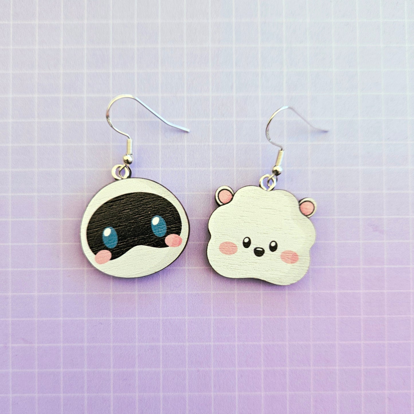 Eco Friendly 1 Inch Mismatched Wooden Dangle Earrings - RJ and Wootteo Jin