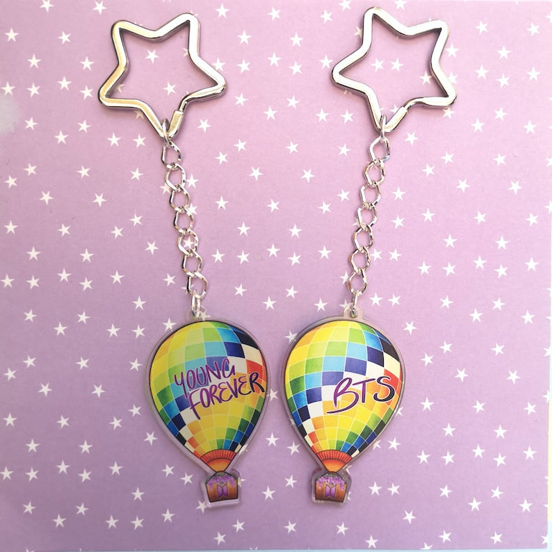 Eco Friendly Acrylic Double Sided 2 Inch Keychain - BTS Young Forever Balloon