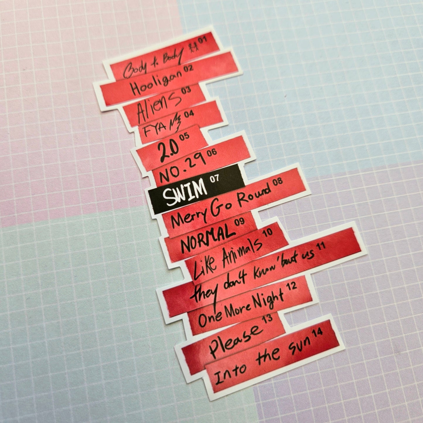 Glossy Large Sticker - Tracklist