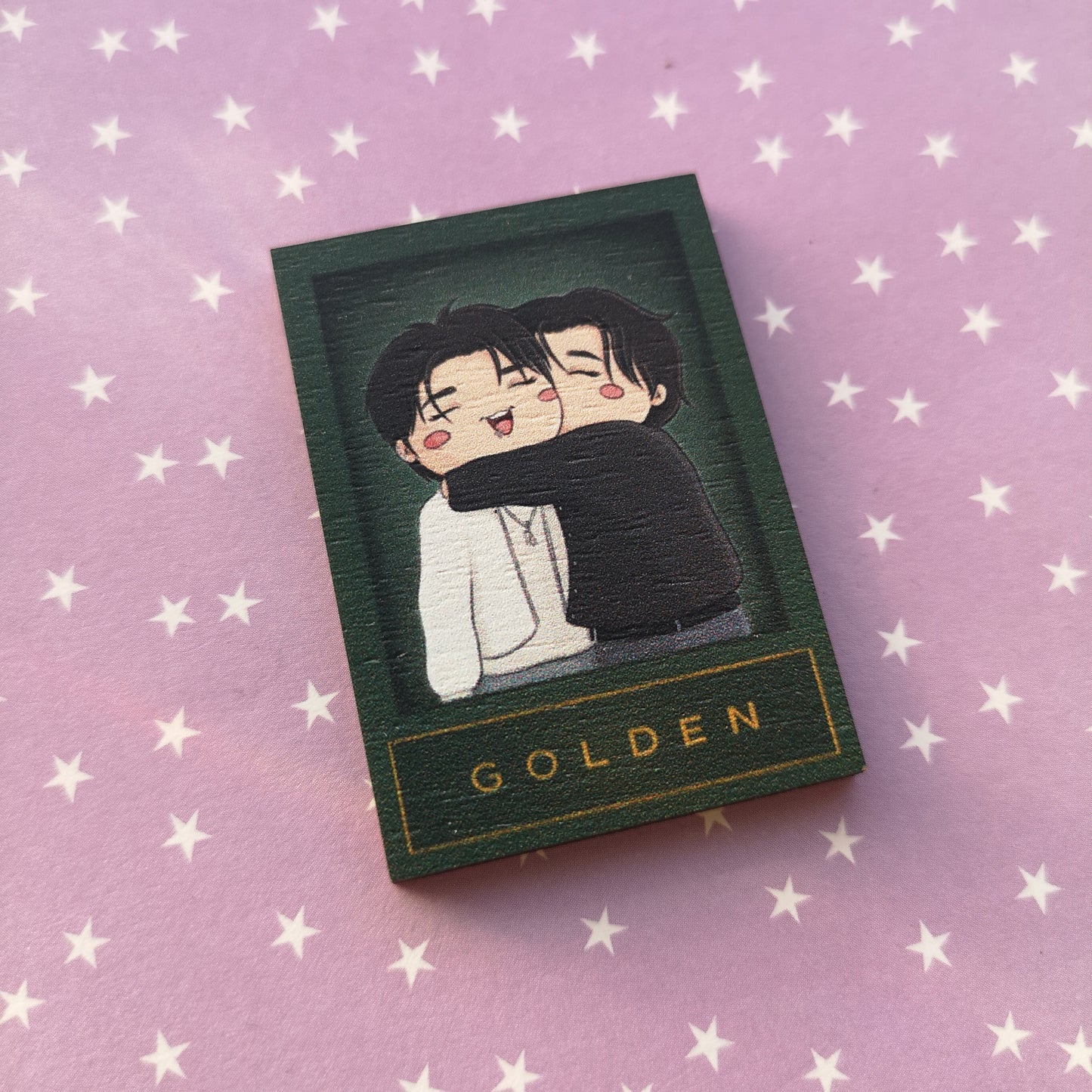 Eco Friendly Wooden 2 Inch Pin - Golden Taekook Jungkook Taehyung
