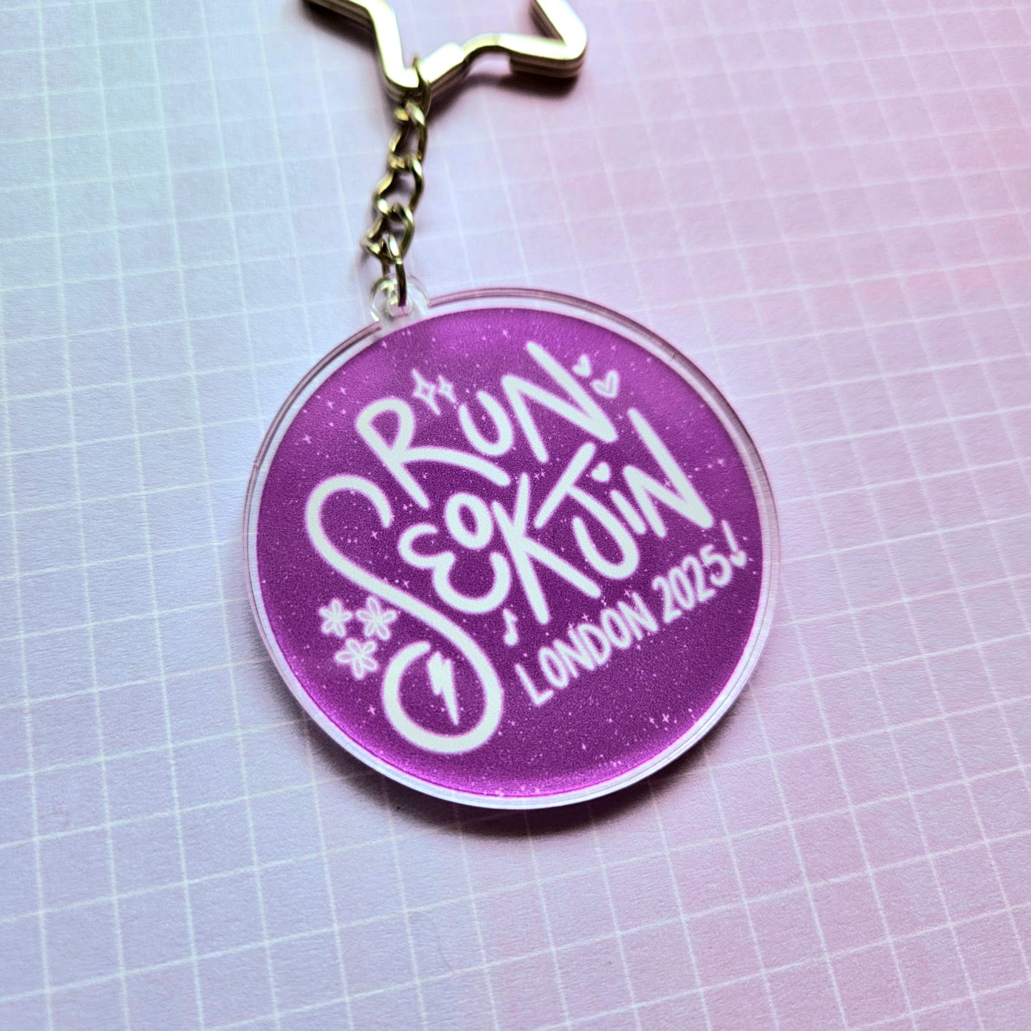 Eco Friendly Acrylic Double Sided 2 Inch Keychain - Run Seokjin London