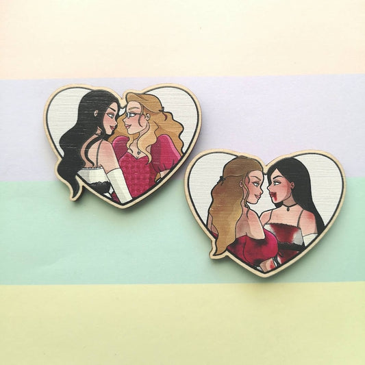 Eco Friendly Wooden 2 Inch Pin - Jennifer and Needy Heart