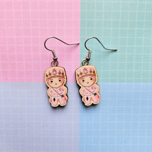Eco Friendly 1 Inch Wooden Dangle Earrings - G Dragon