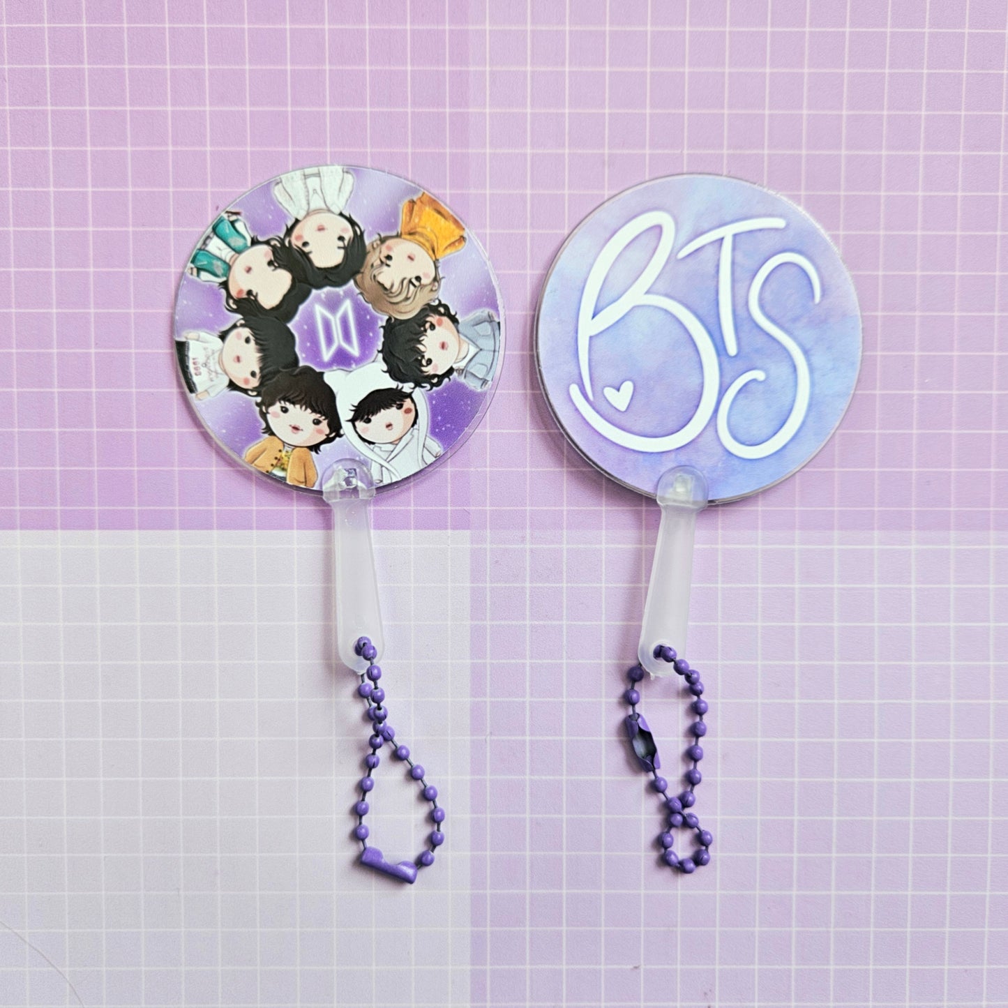 Double Sided Mini Picket Style Keychain - BTS Chibi OT7