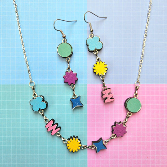 Eco Friendly Wooden Handmade Jewellery Necklace Earrings Bracelet - BTS OT7 PTD Confetti