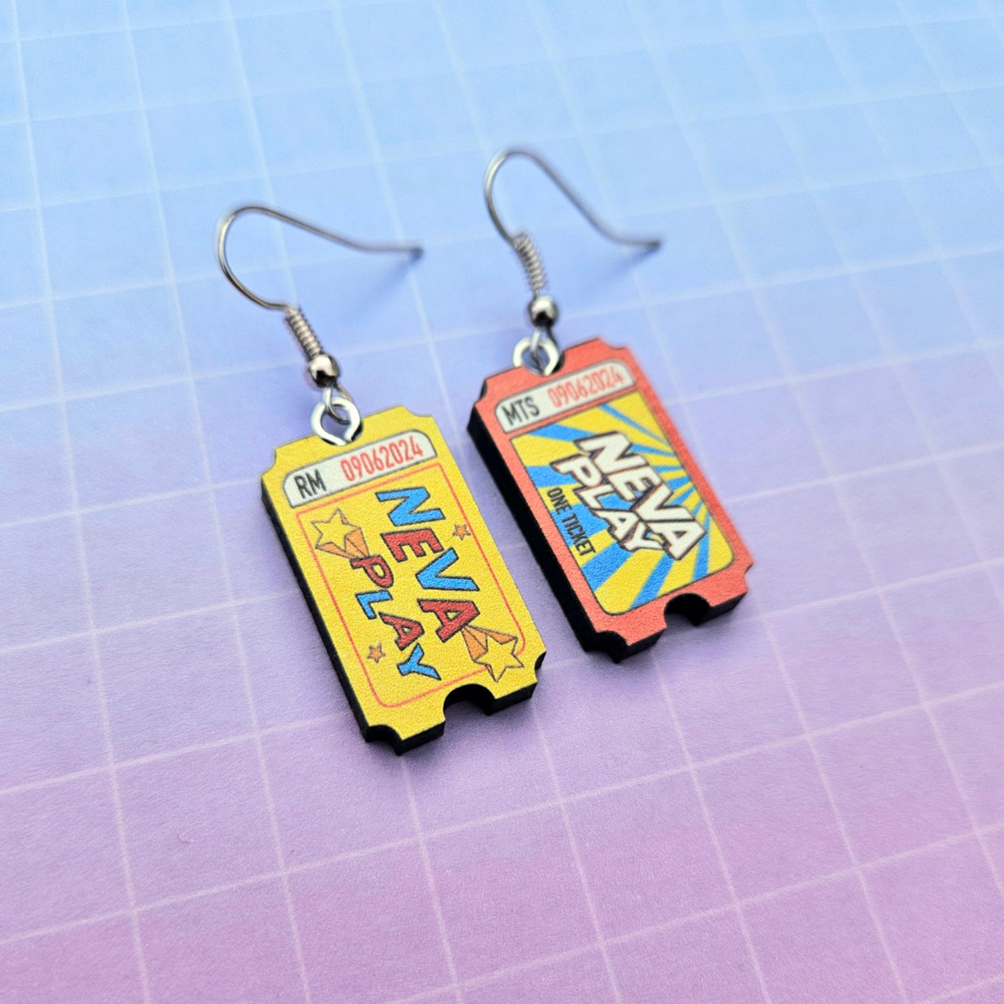 Eco Friendly 1 Inch Wooden Dangle Earrings and Necklace - Neva Play Tickets Set