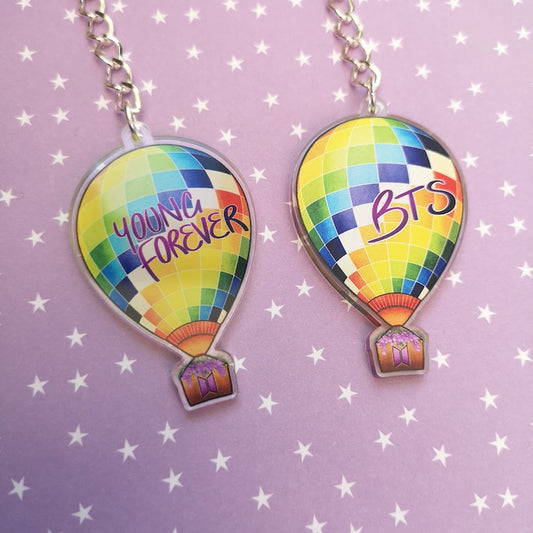 Eco Friendly Acrylic Double Sided 2 Inch Keychain - BTS Young Forever Balloon