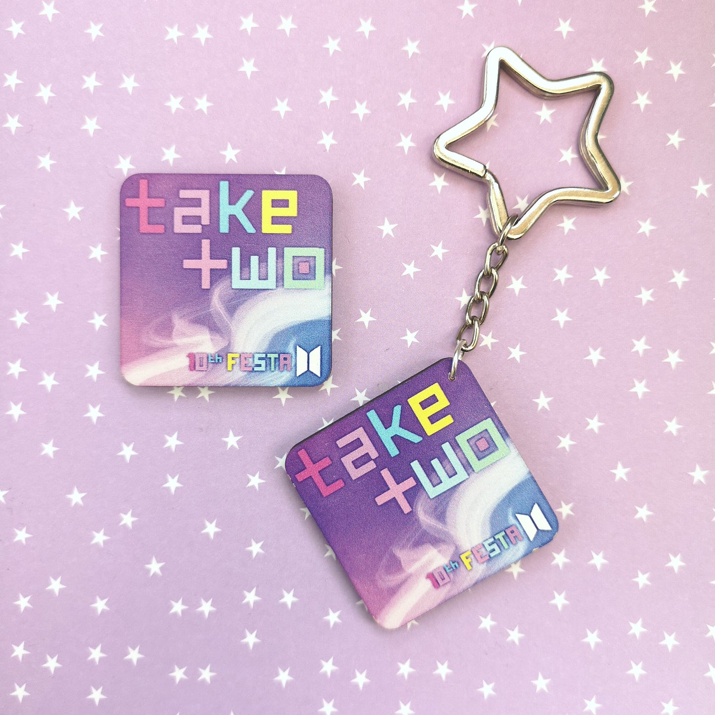 Eco Friendly Wooden 1.5 Inch Pin - BTS OT7 Take Two