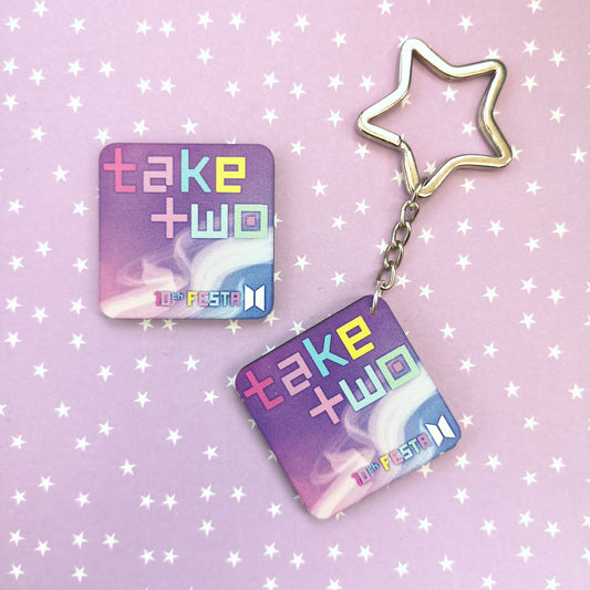 Eco Friendly Wooden 1.5 Inch Pin - BTS OT7 Take Two