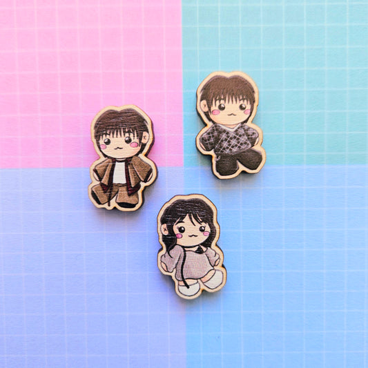 Eco Friendly Wooden 1 Inch Filler Pin - Happy Showcase Jin and Wendy