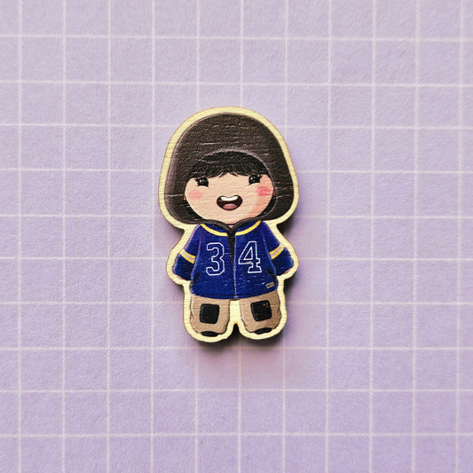 Eco Friendly Wooden 1.5 Inch Pin - Hope on the Street Hobi Jhope Chibi