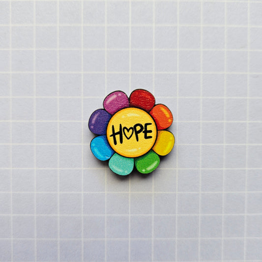 Eco Friendly Wooden 1 Inch Filler Pin or Necklace - Hope Flower Hobi Jhope