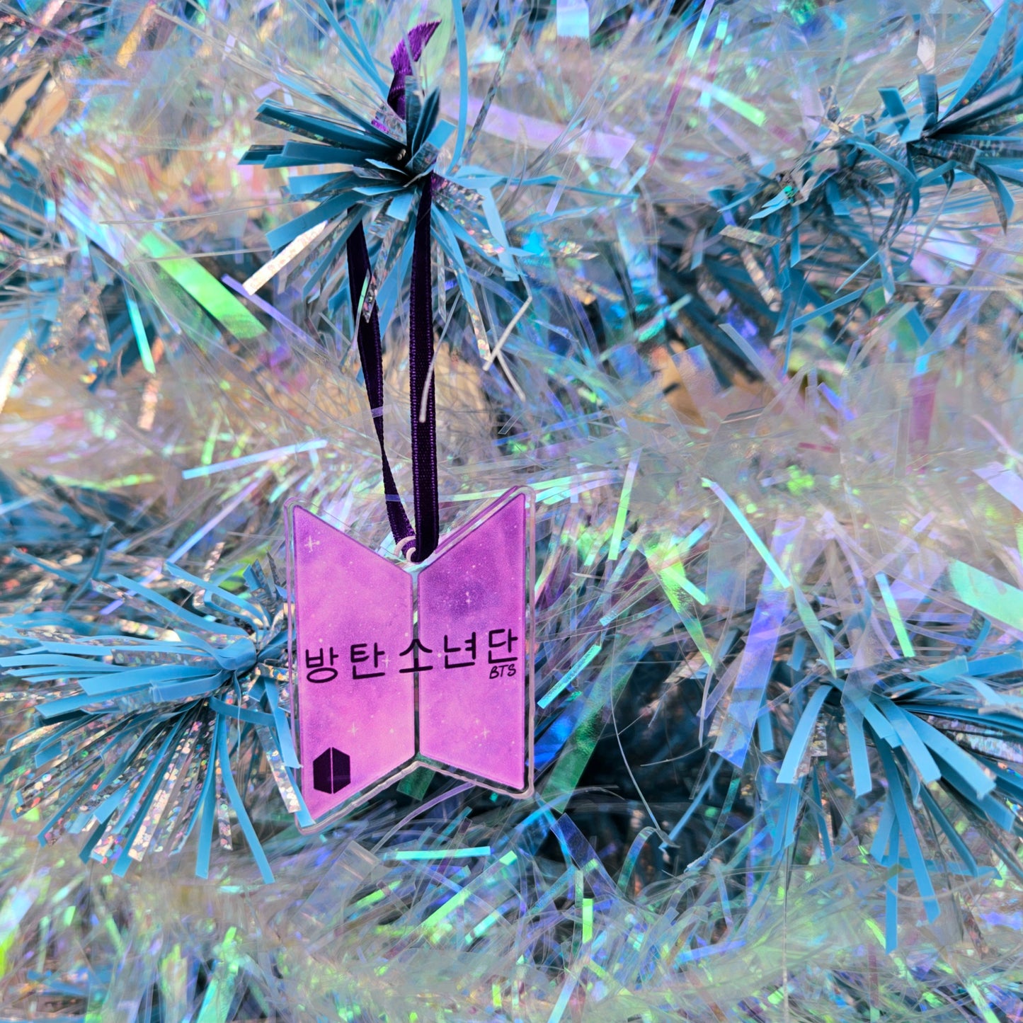 Eco Friendly Acrylic Double Sided 2 Inch Christmas Tree Decoration - BTS OT7 Logo