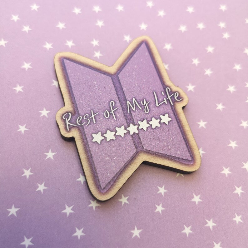 Eco Friendly Wooden 2 Inch Pin - BTS OT7 Busan Concert Logo