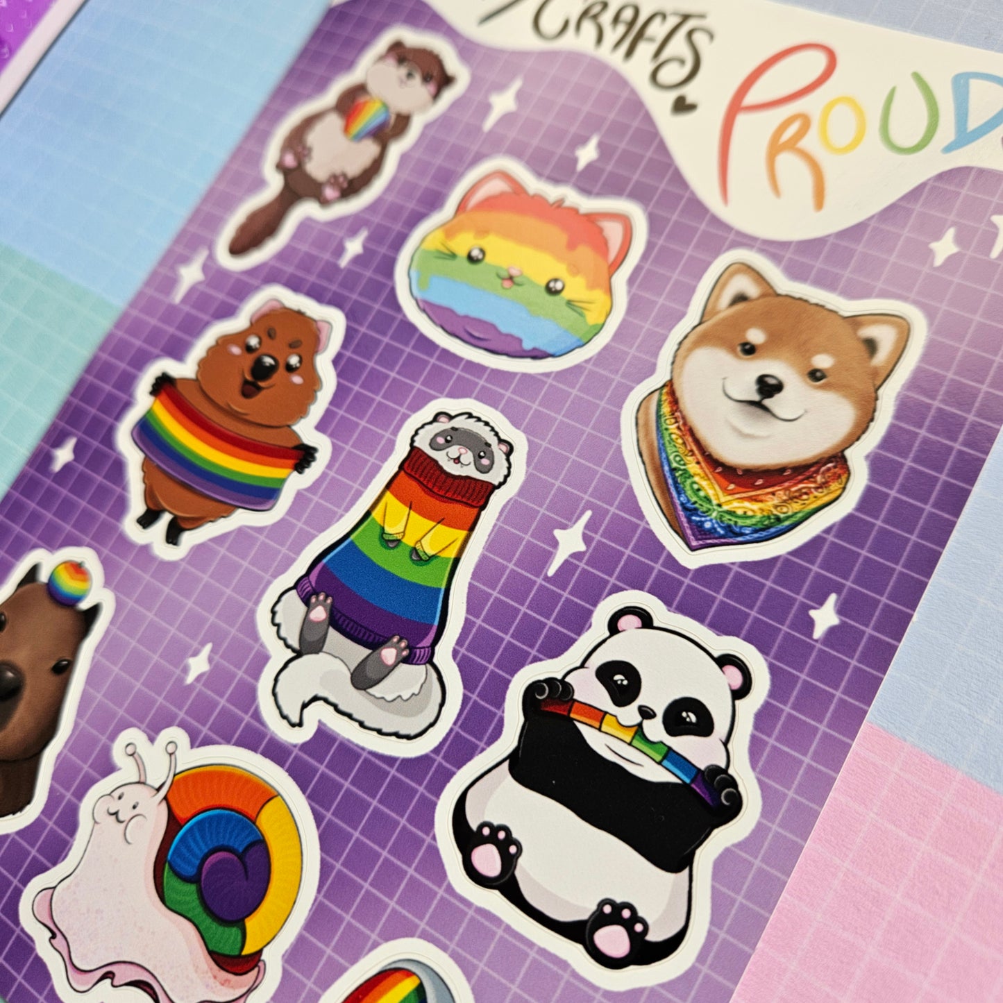 A6 Glossy Sticker Sheet - Rainbow Pride Animals