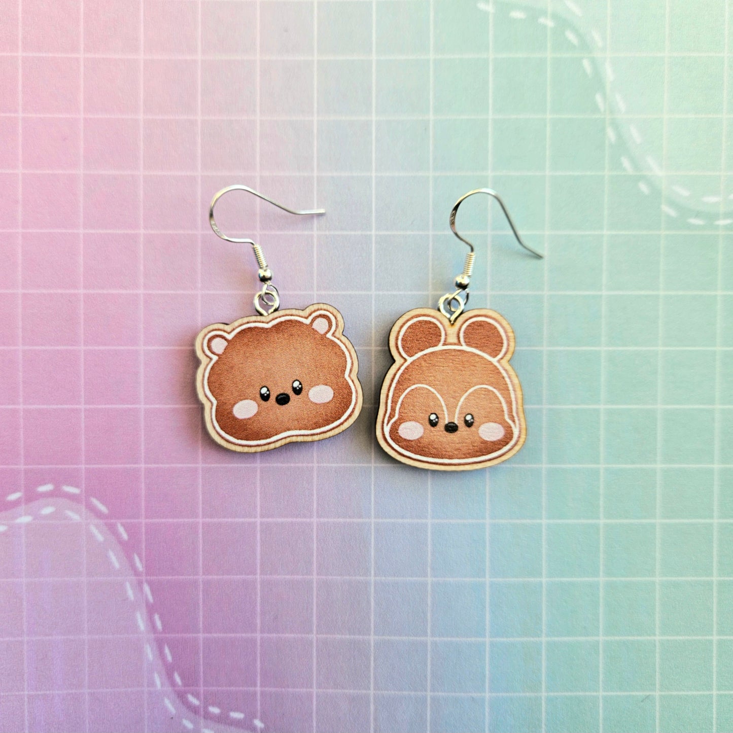 Mix and Match Eco Friendly 1 Inch Wooden Dangle Earrings - Gingerbread Cookies