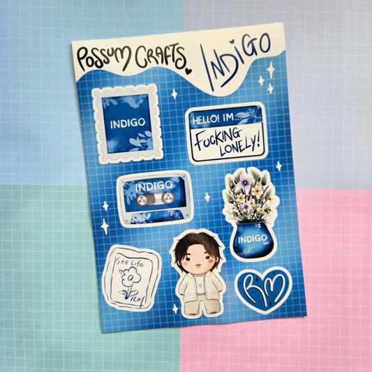 A6 Glossy Sticker Sheet - RM Indigo