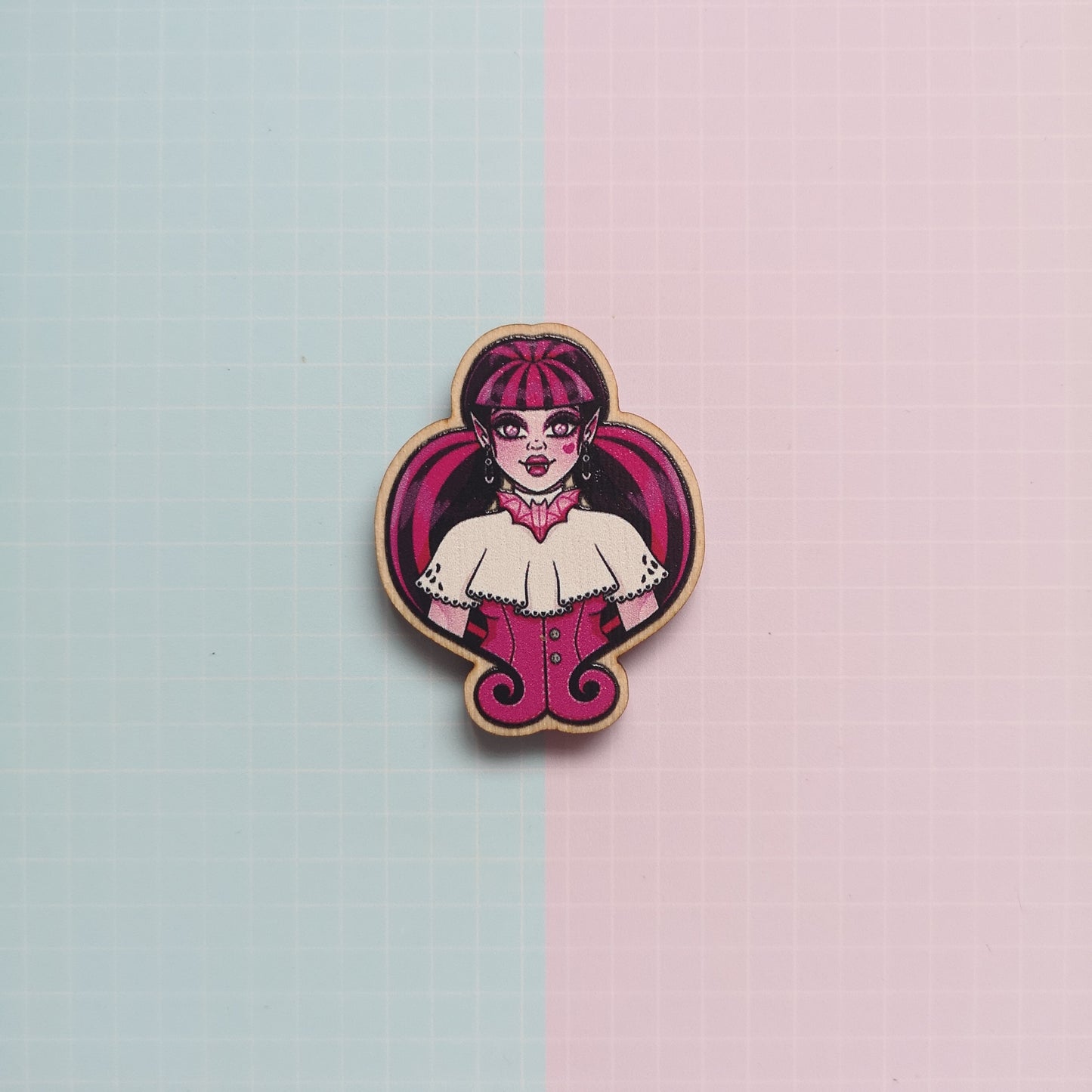 Eco Friendly Wooden 1.5 Inch Pin - Monster High Ghouls