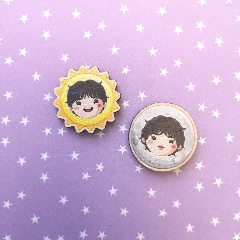 Eco Friendly Wooden 1 Inch Filler Pin - Sun Hobi and Moon Jin