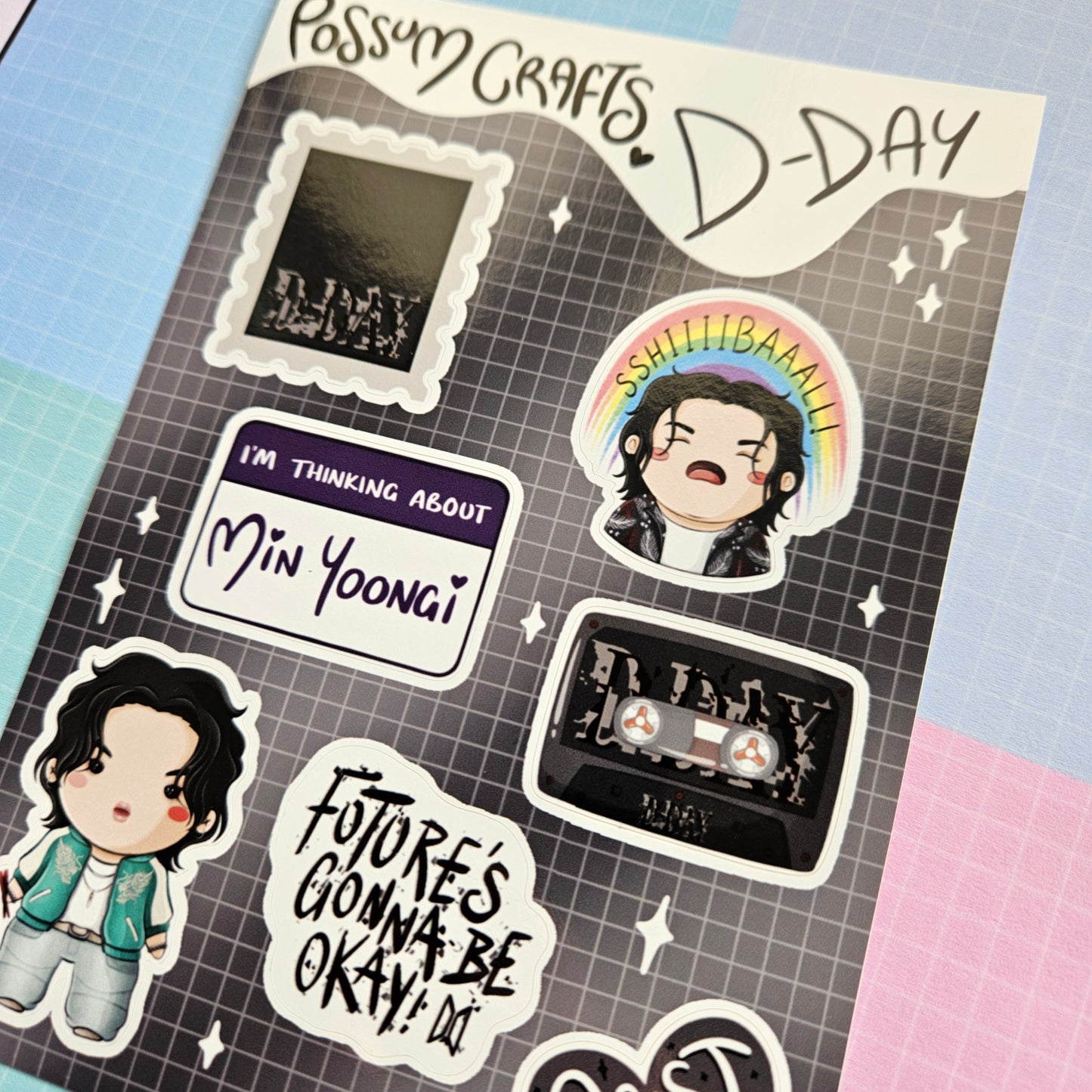 A6 Glossy Sticker Sheet - Suga D-Day