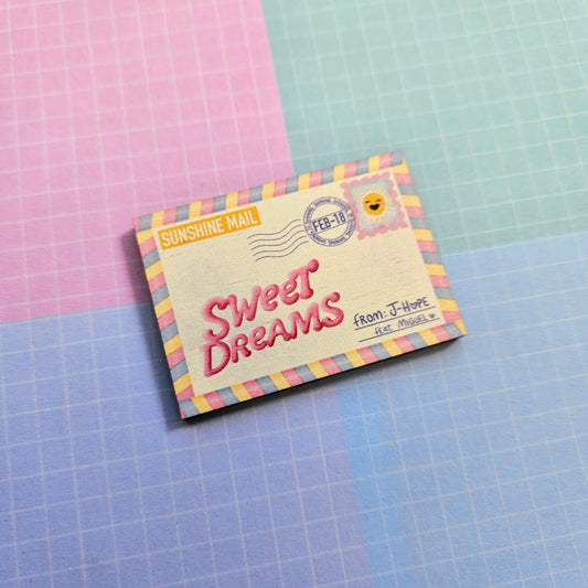Eco Friendly Wooden 2 Inch Pin - Sweet Dreams Letter JHope Hobi