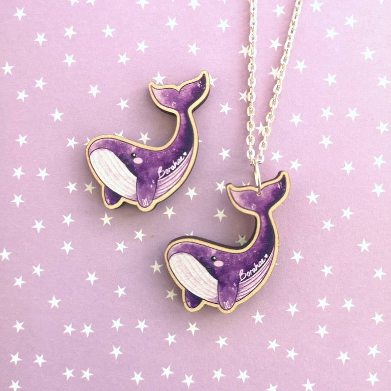 Eco Friendly Wooden 1.5 Inch Pin - BTS Bora Whale