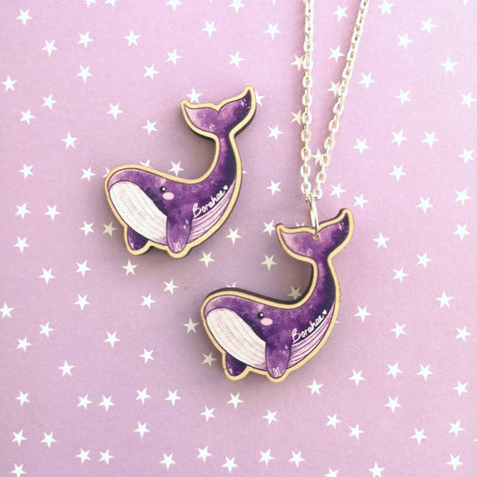 Eco Friendly Wooden 1.5 Inch Pin - BTS Bora Whale