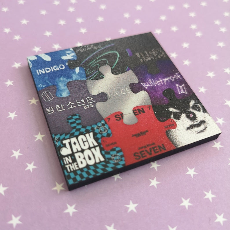 Eco Friendly Wooden 2 Inch Pin - BTS OT7 Chapter Two Solo Album Puzzle