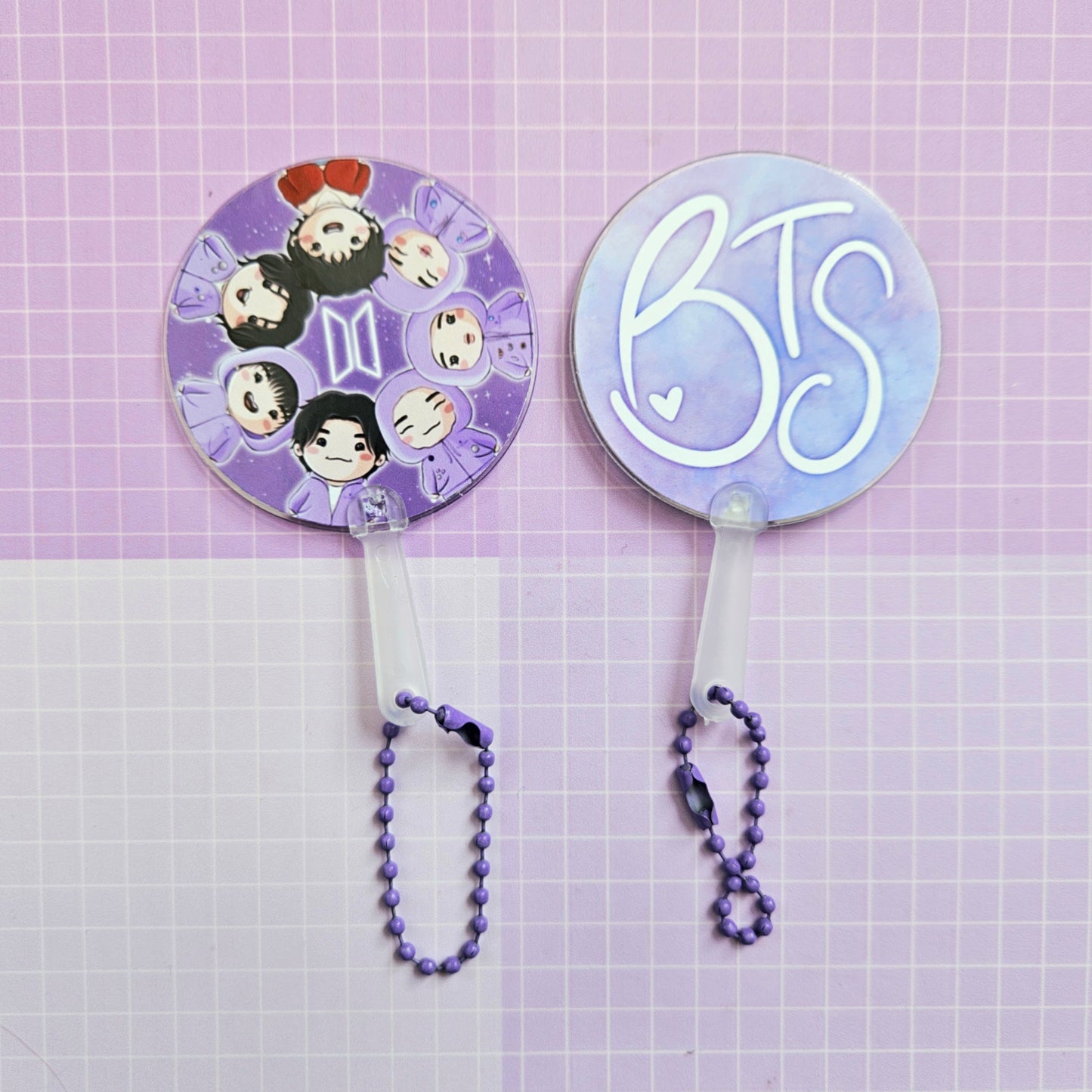 Double Sided Mini Picket Style Keychain - BTS Chibi OT7